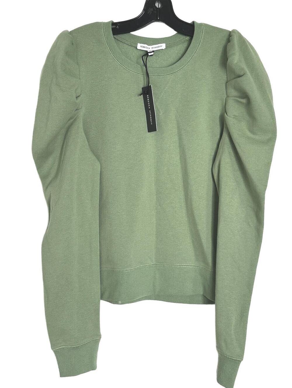 Rebecca Minkoff Green Janine Puff Sleeve Sweatshirt - Medium NWT